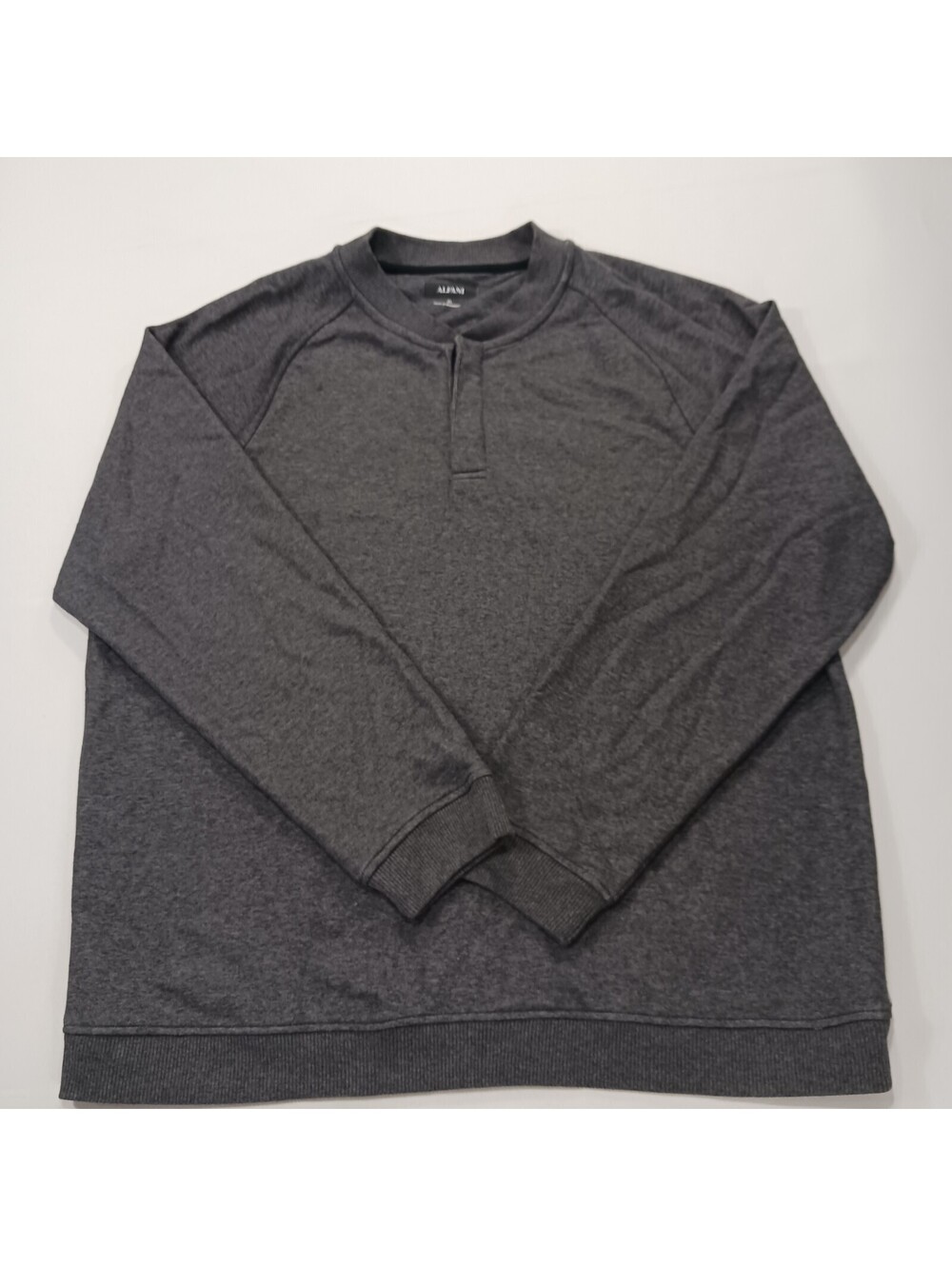 Alfani Men's Gray Cotton Blend Long Sleeve Henley T-Shirt Size XL Chest 50